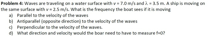 Solved Problem 4: Waves are traveling on a water surface | Chegg.com