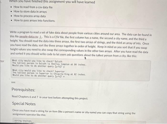When you have finished this assignment you will have | Chegg.com