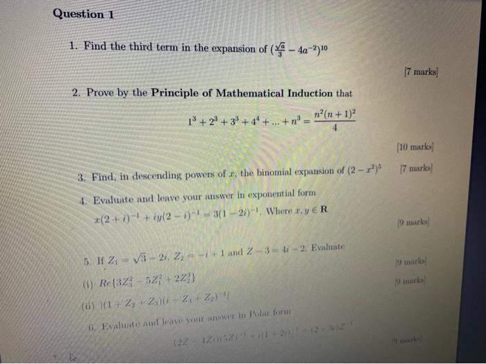 Solved Question 1 1. Find The Third Term In The Expansion Of | Chegg.com