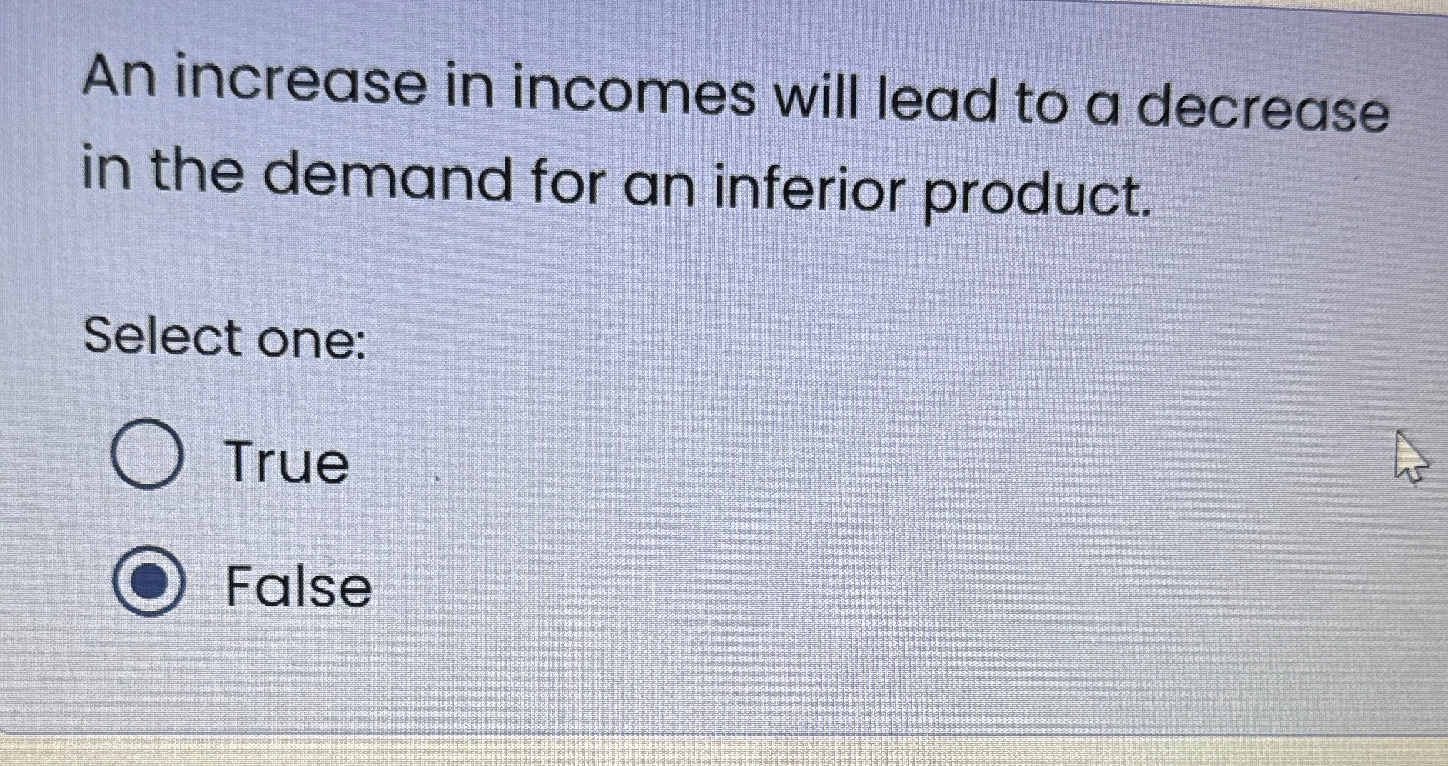 Solved An increase in incomes will lead to a decrease in the | Chegg.com