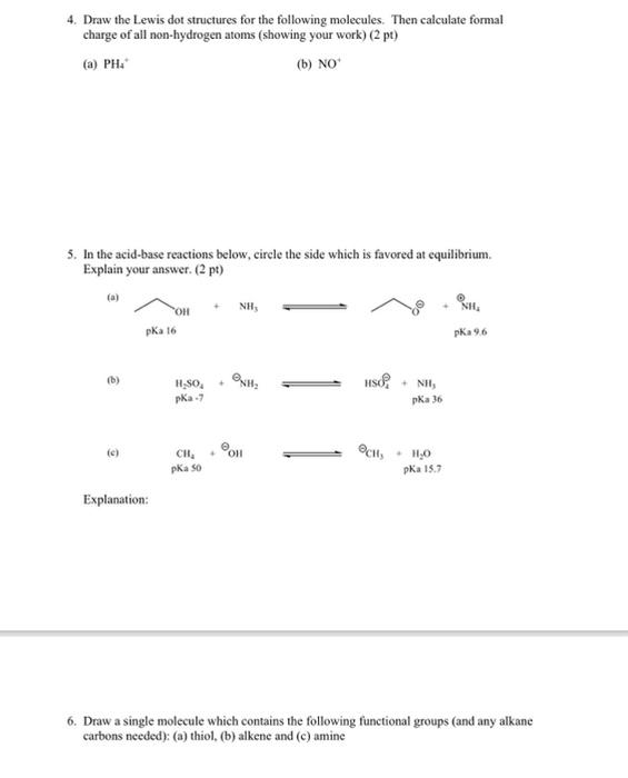 Solved 4. Draw the Lewis dot structures for the following | Chegg.com