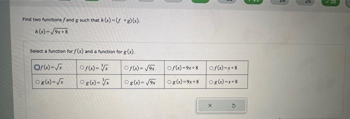 Solved Find Two Functions F And G Such That Hxf∘gx 3634