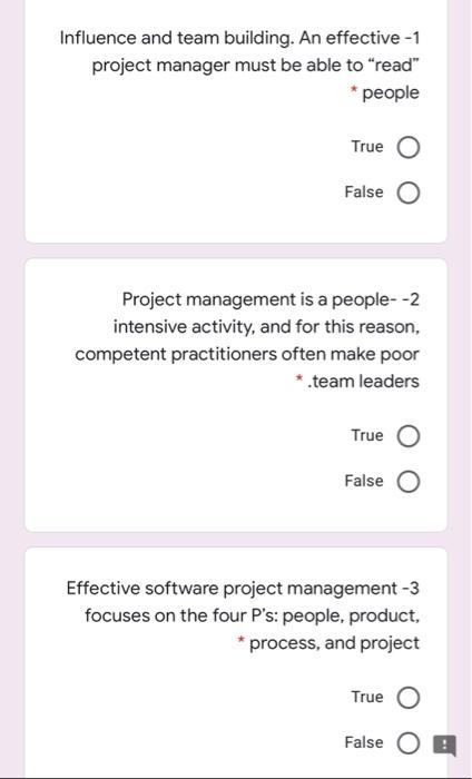 Solved Influence and team building. An effective -1 project | Chegg.com