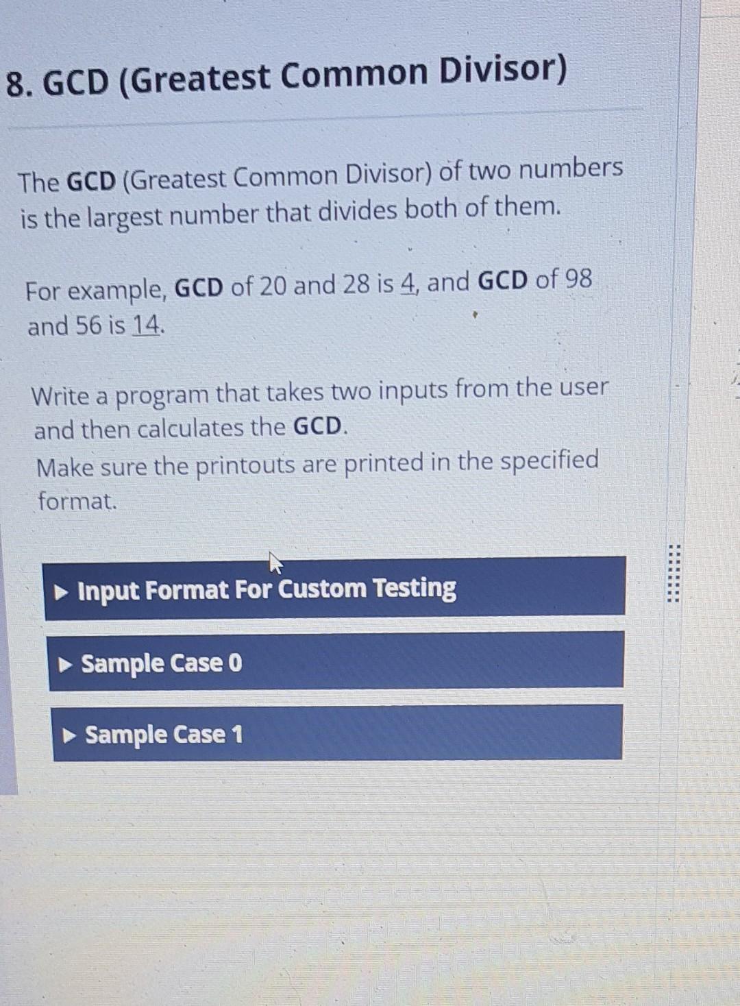 Solved The GCD (Greatest Common Divisor) of two numbers is | Chegg.com