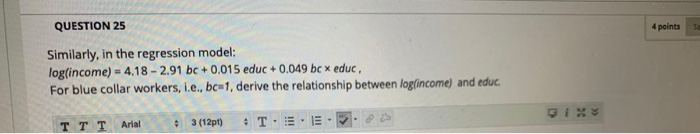 Solved QUESTION 24 Consider the following regression model | Chegg.com