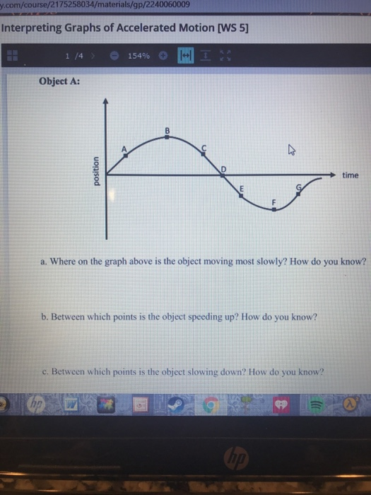 Solved Where on the graph is the object changing direction | Chegg.com
