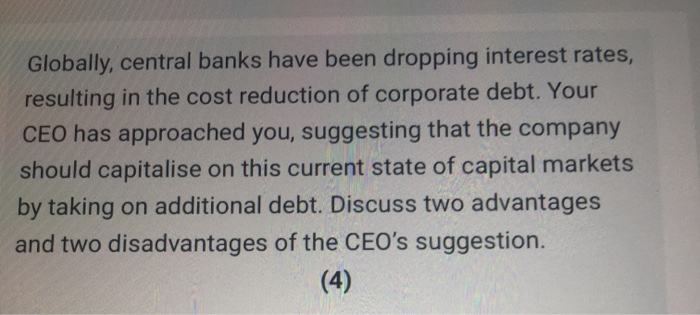 Solved Globally Central Banks Have Been Dropping Interest Chegg Com