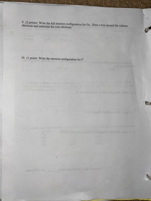 Solved 9. (2 points) Write the full electron configuration | Chegg.com