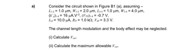 Solved Consider the circuit shown in Figure B1 (a), assuming | Chegg.com