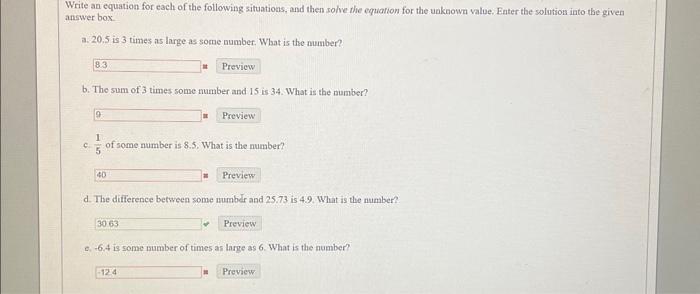 Solved Write an equation for each of the following | Chegg.com