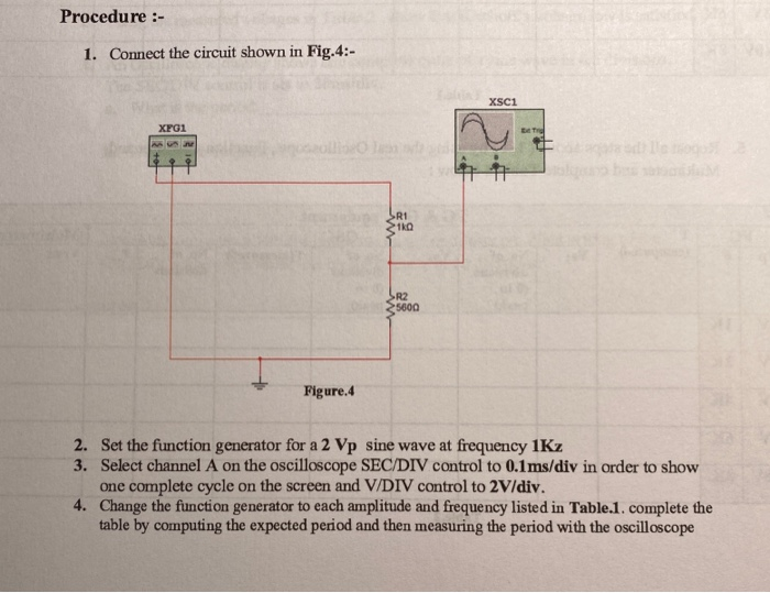 Solved Procedure :- 1. Connect the circuit shown in Fig.4:- | Chegg.com