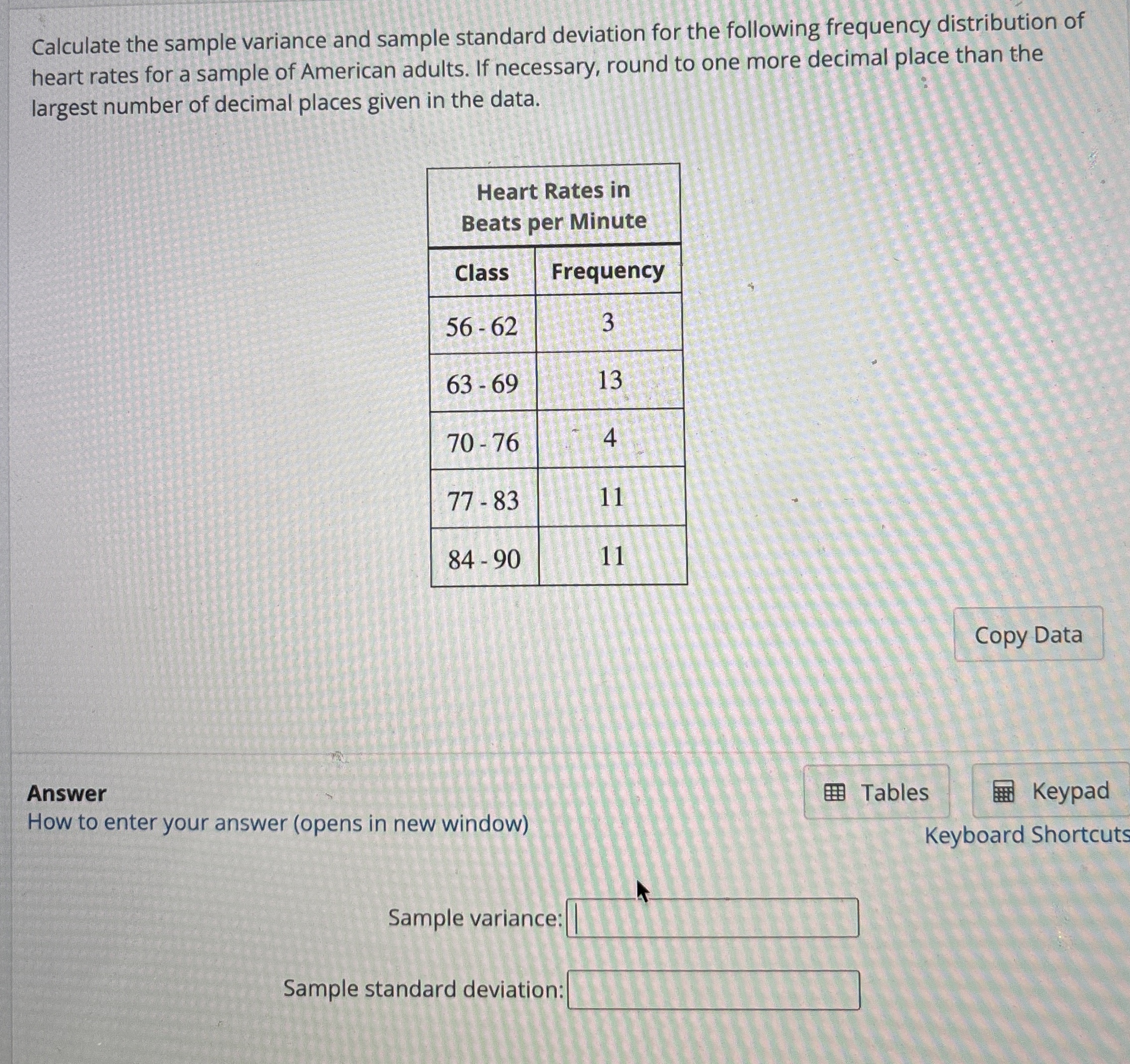 Solved Calculate the sample variance and sample standard | Chegg.com