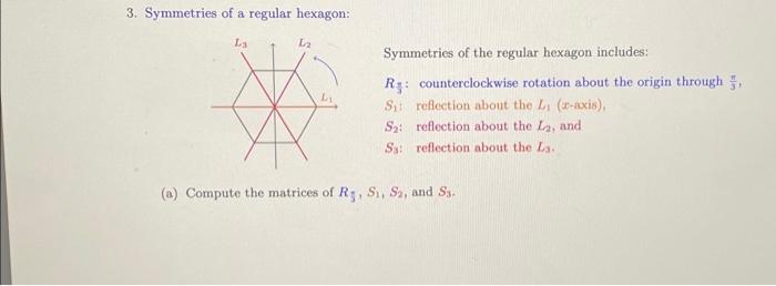 3. Symmetries of a regular hexagon: Symmetries of the | Chegg.com