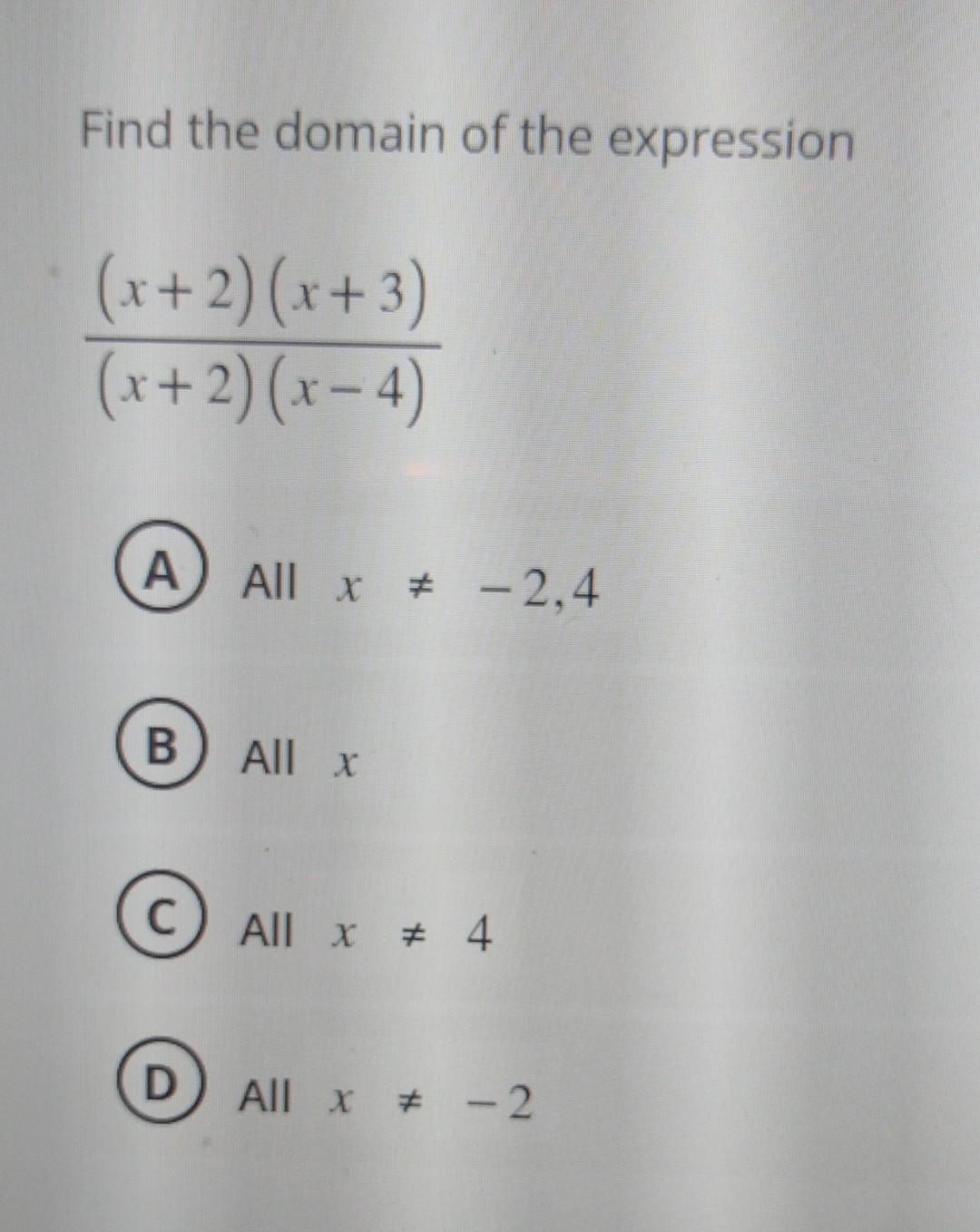 Solved Find the domain of the expression | Chegg.com