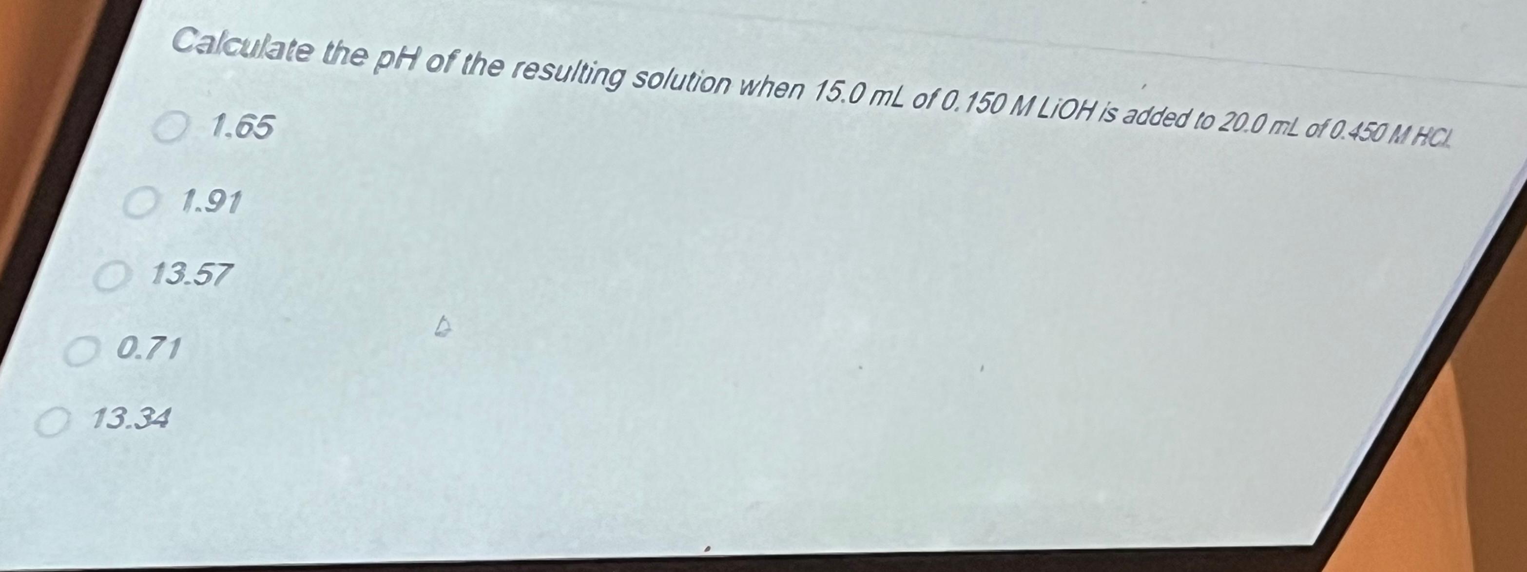 calculate the ph of resulting solution obtained by mixing