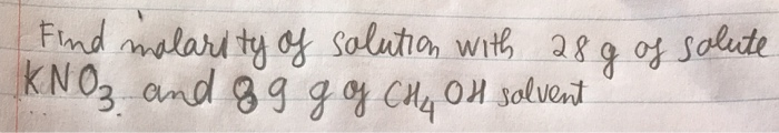 Solved Find molarity of solution with 28 g of salute KNO₃ | Chegg.com