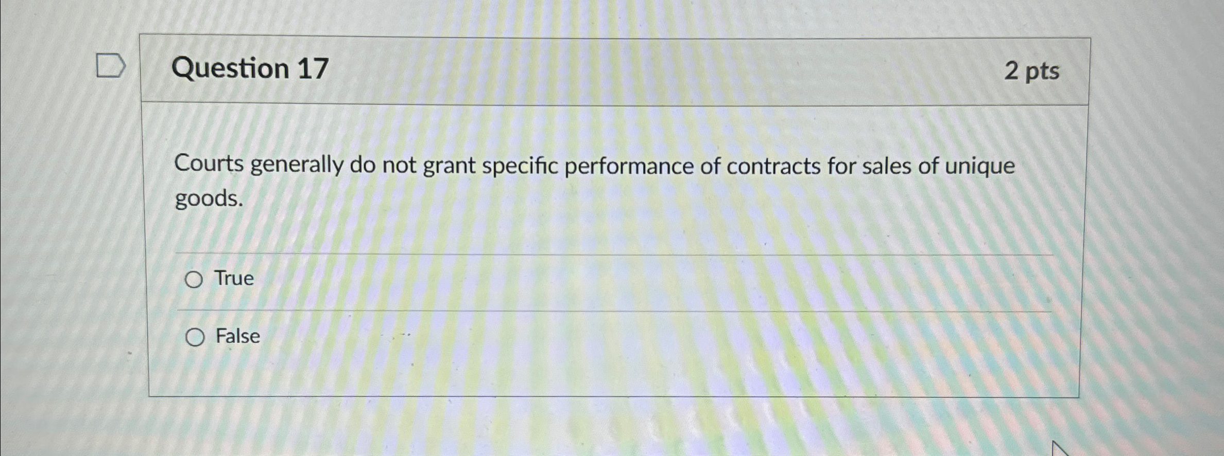Solved Question 172ptsCourts generally do not grant specific | Chegg.com