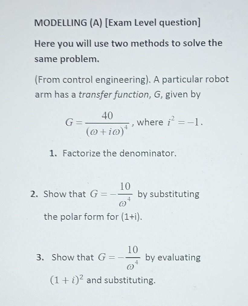 Solved MODELLING (A) [Exam Level question] Here you will use | Chegg.com