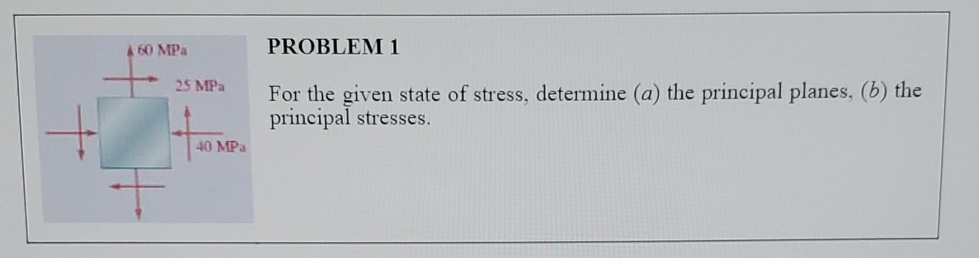 Solved For The Given State Of Stress, Determine (a) The | Chegg.com