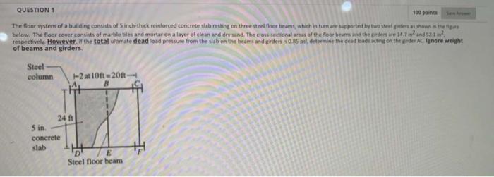 Solved QUESTION 1 100 points The floor system of a building | Chegg.com