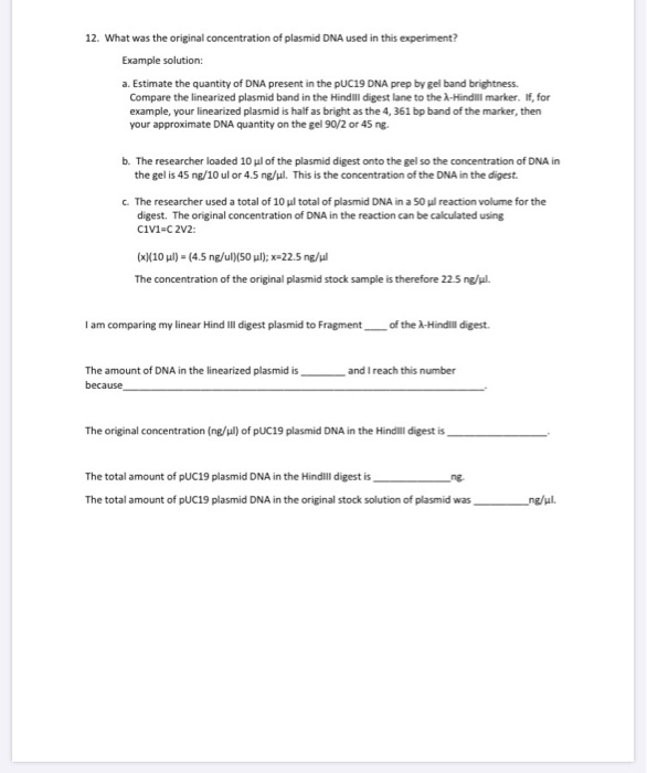 Plasmid Digest Homework Directions: Be sure to review | Chegg.com