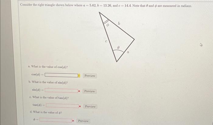 Solved Consider the right triangle shown below where | Chegg.com