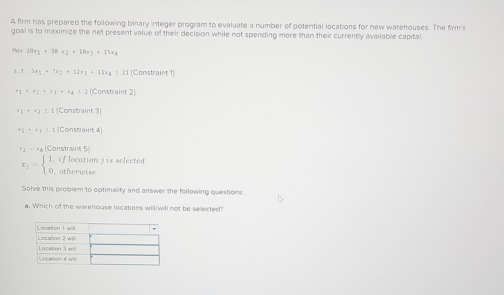 Solved A Firm Has Prepared The Following Binary Integer 1964