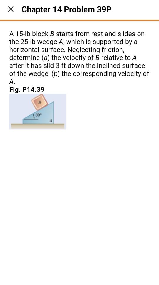 Solved X Chapter 14 Problem 39P A 15-lb Block B Starts From | Chegg.com