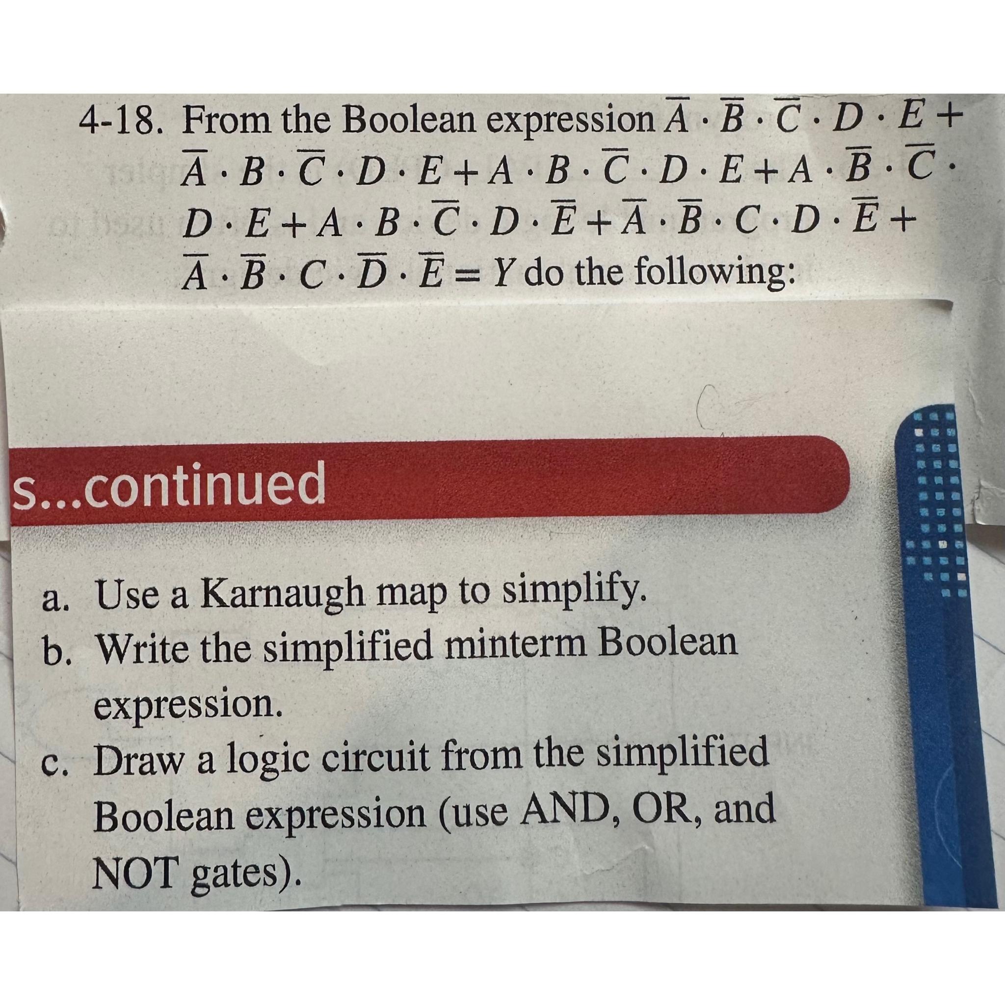 Solved 4-18. ﻿From the Boolean expression | Chegg.com