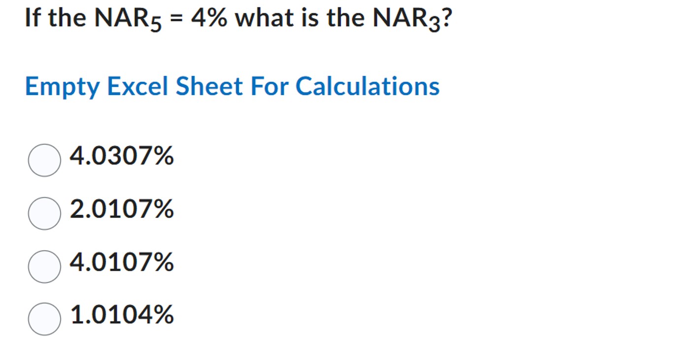 Solved If The NAR5 4 what Is The NAR3 Empty Excel Sheet Chegg Solved if the nar5 4 what is the nar3 empty excel sheet chegg