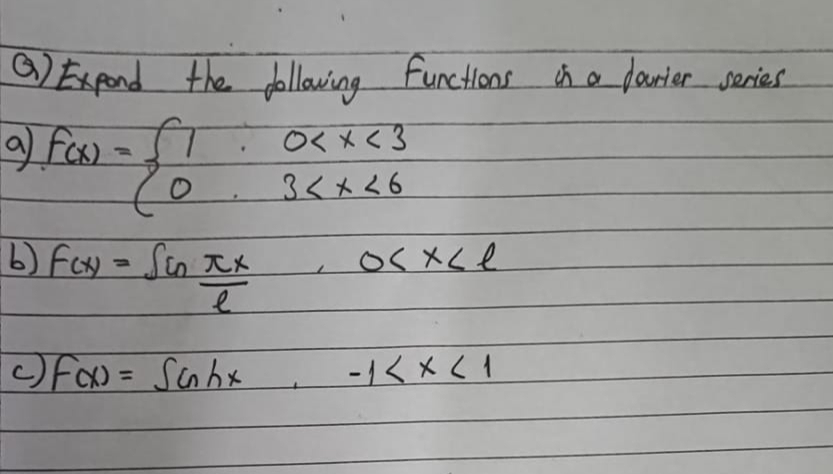 Solved Q) ﻿Expond the following Functions in a fourier | Chegg.com