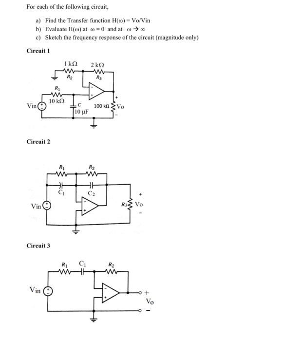 Solved For each of the following circuit, a) Find the | Chegg.com