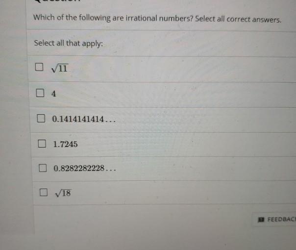 solved-which-of-the-following-are-irrational-numbers-select-chegg