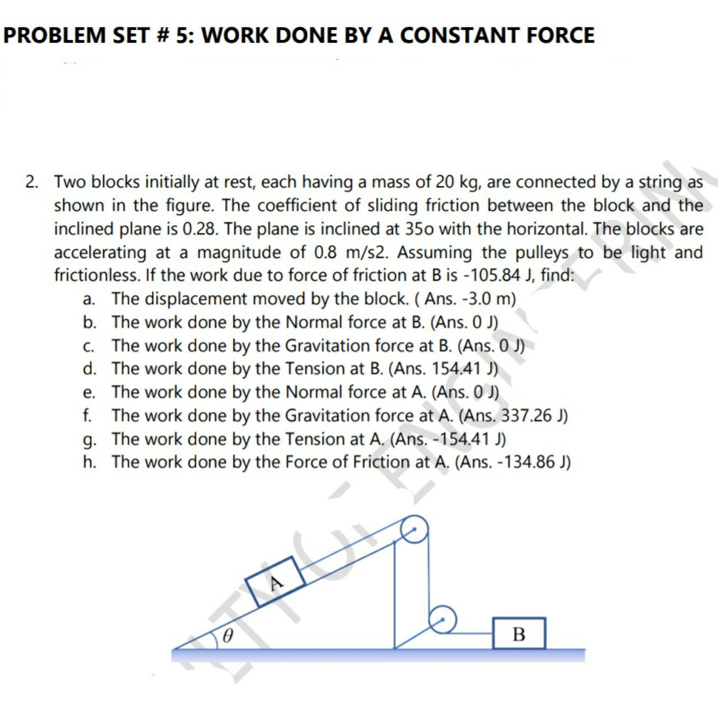 Solved PROBLEM SET # 5: WORK DONE BY A CONSTANT FORCE 2. Two | Chegg.com