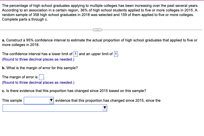 Solved The percentage of high school graduates applying to | Chegg.com