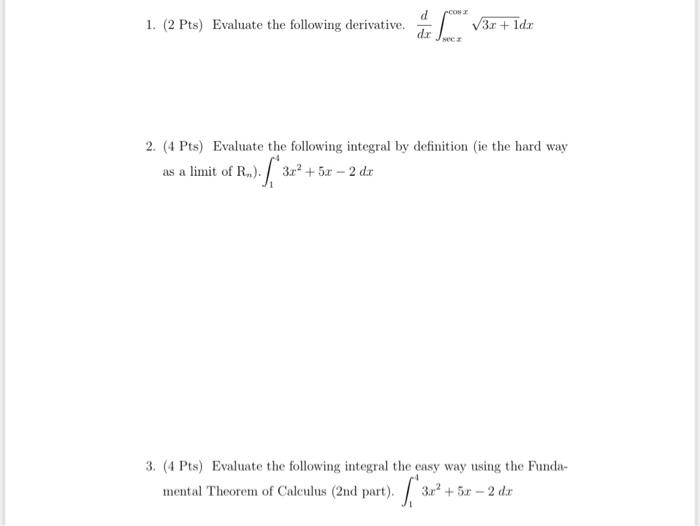 Solved 1 2 Pts Evaluate The Following Derivative