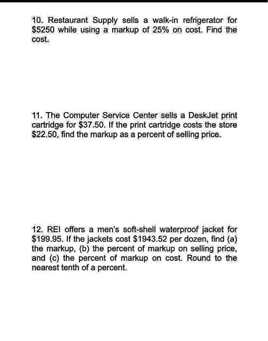 Solved Topic 1 - Mathematics of Buying and Selling Find the | Chegg.com