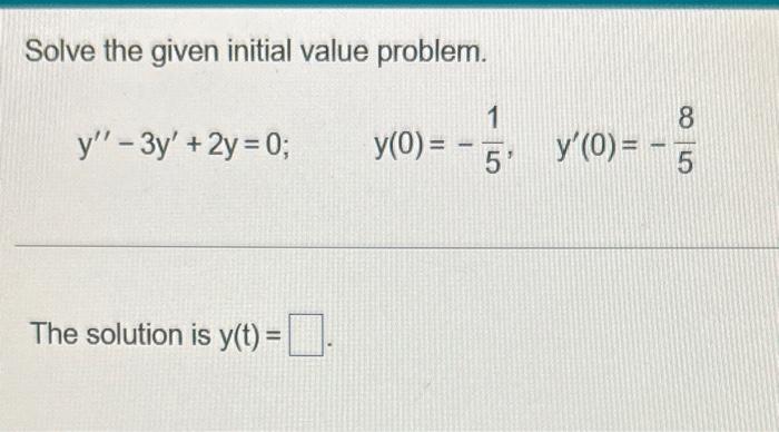 Solved Solve the given initial value problem. | Chegg.com