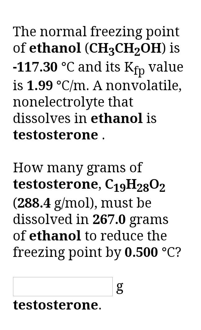 Solved The Normal Freezing Point Of Ethanol Ch3ch2oh Is