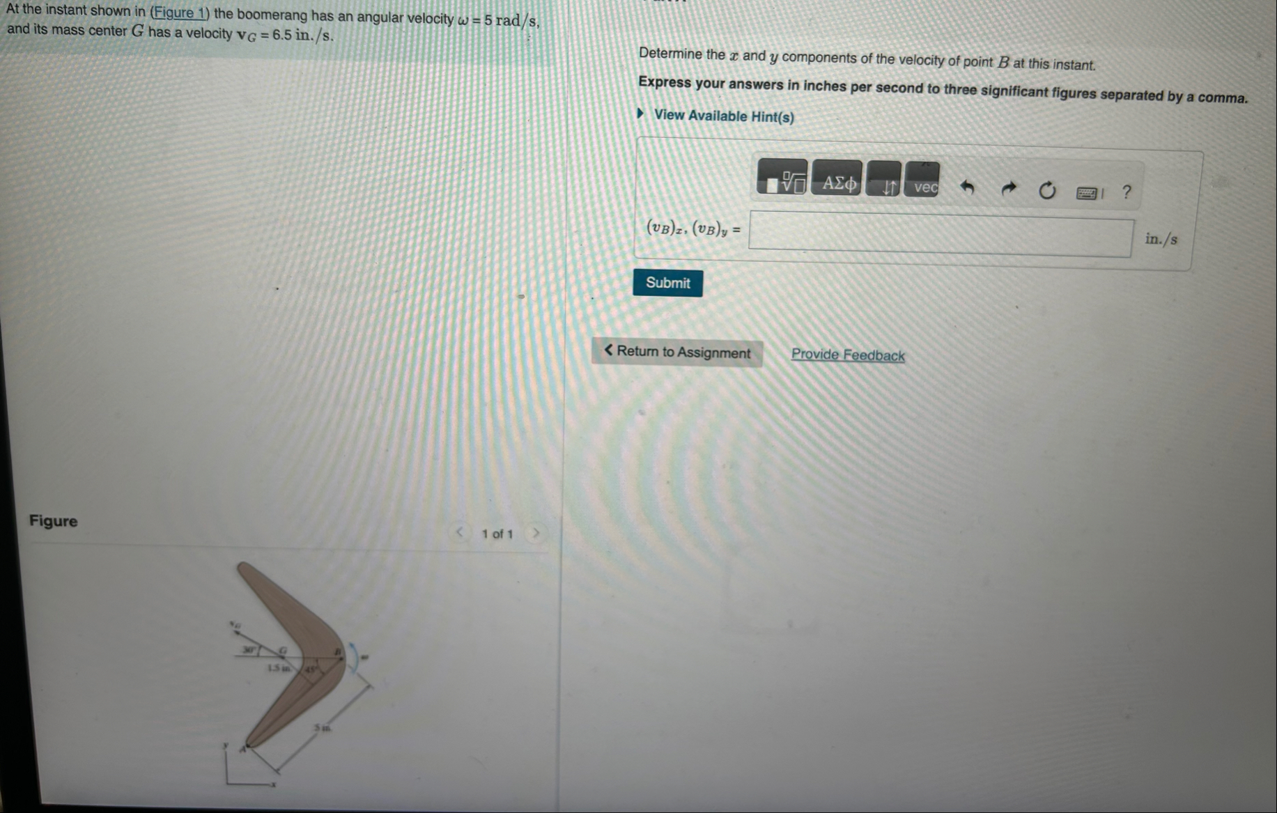 Solved At the instant shown in (Figure 1) ﻿the boomerang has | Chegg.com