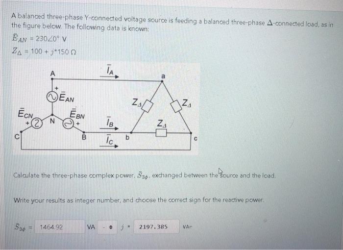 Solved A balanced three-phase Y-connected voltage source is | Chegg.com