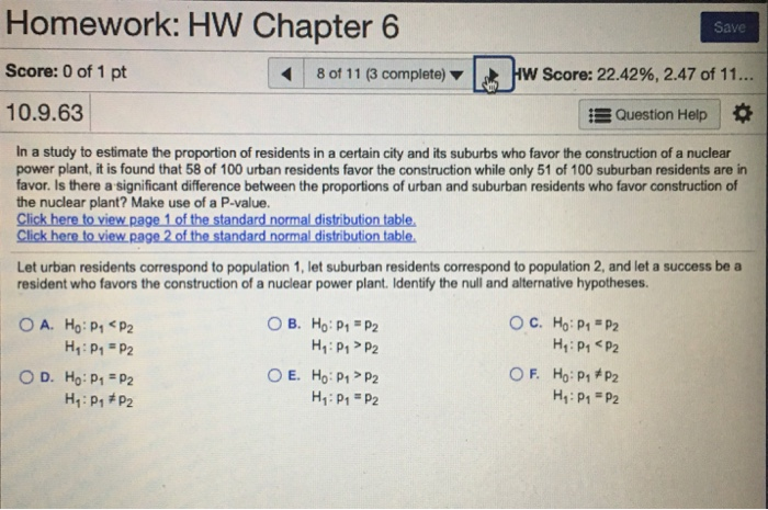 Solved Homework: HW Chapter 6 Save Score: 0 of 1 pt 8 of 11 | Chegg.com