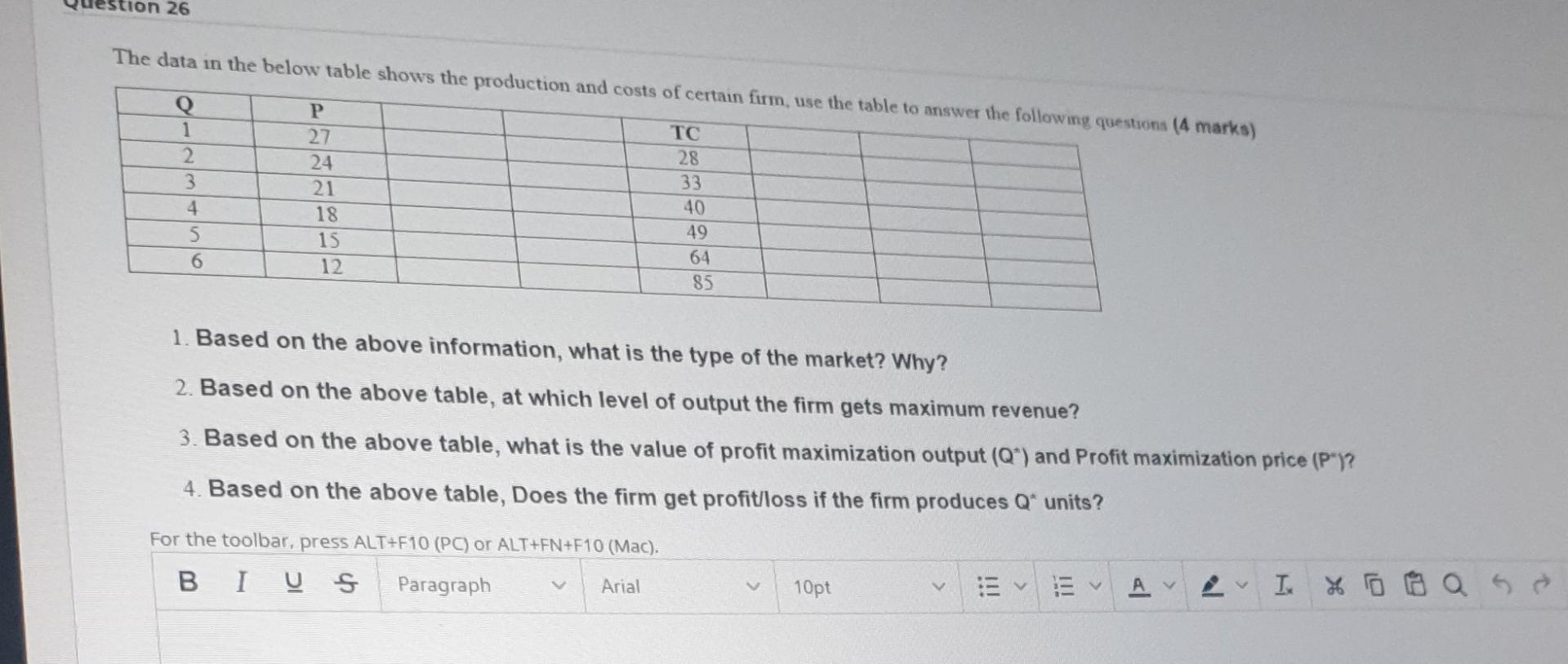 Solved stion 26 The data in the below table shows the | Chegg.com