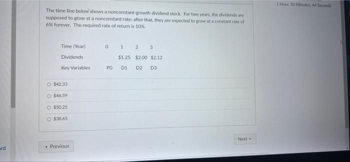 Solved 1 Hour 50 Minutes 44 seconds The time line below | Chegg.com