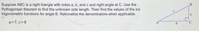 Solved Suppose ABC Is A Right Triangle With Sides A,b, And C | Chegg.com