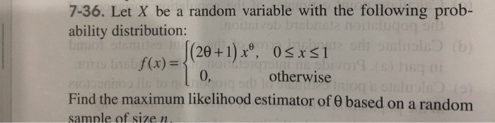 Solved 7-36. Let X be a random variable with the following | Chegg.com