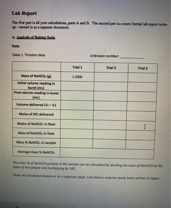 PROCEDURE Part A Analysis of Baking Soda 1. Launch