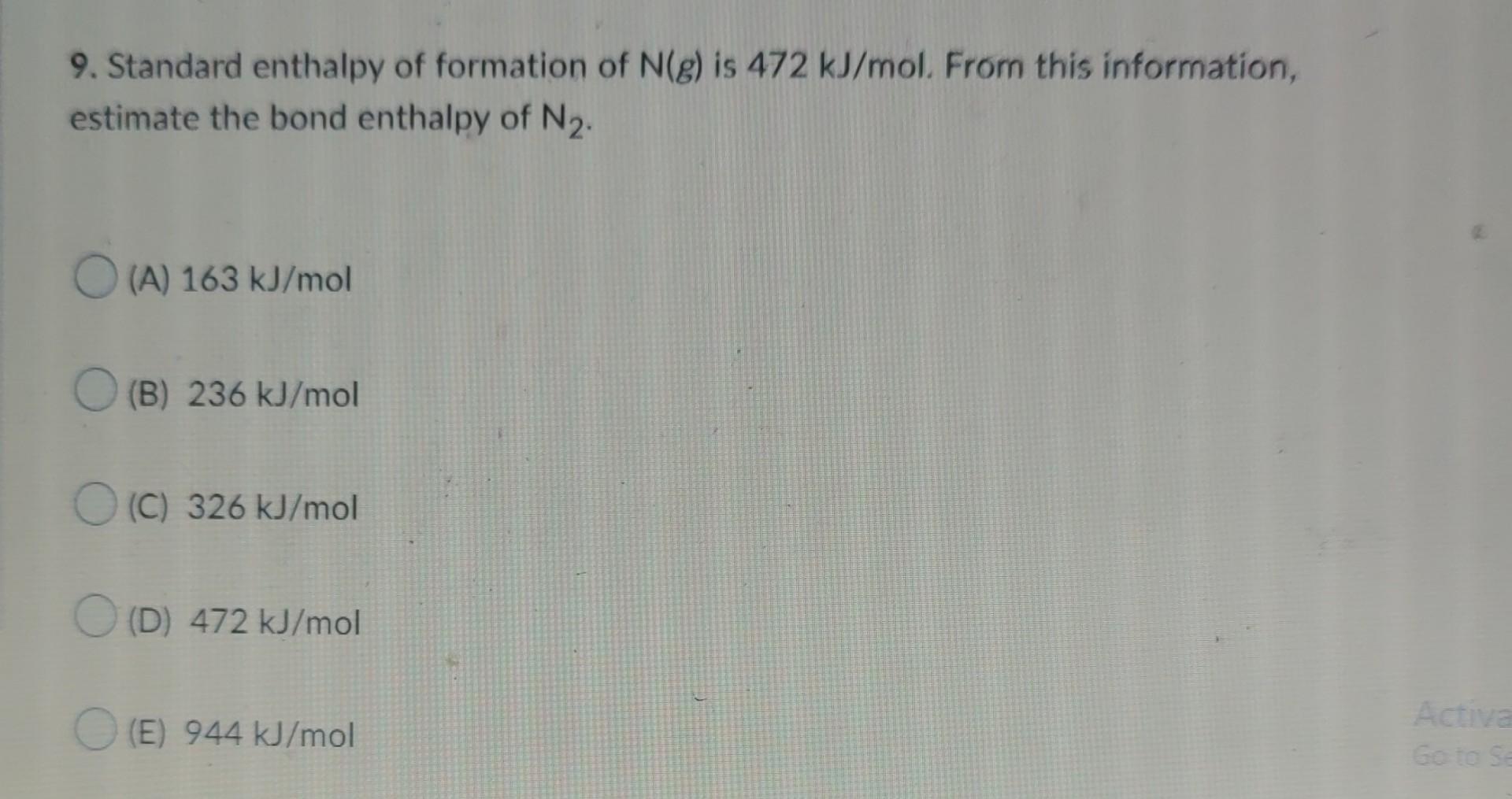 Solved 8. Using The Average Bond Enthalpies Given At The | Chegg.com