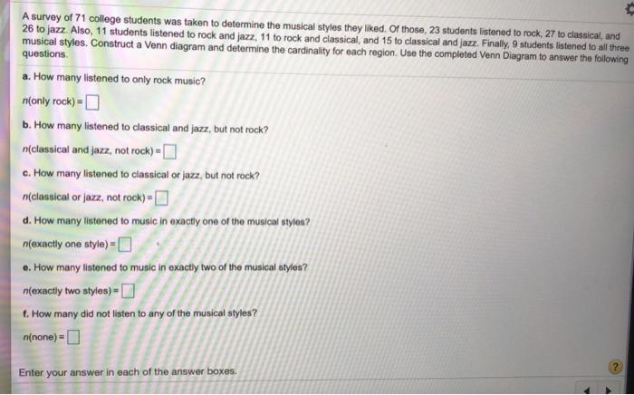 Solved to por A survey of college students was to determine | Chegg.com