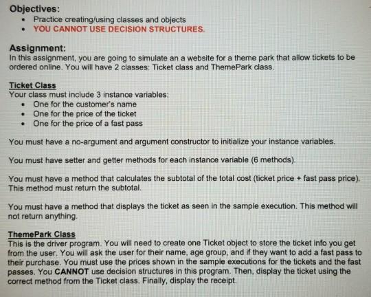 Solved Objectives: • Practice creating using classes and | Chegg.com